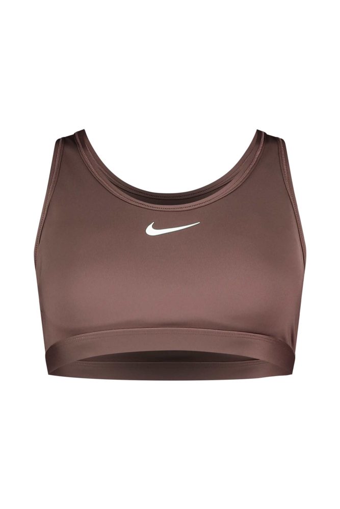Nike Swoosh Padded Medium Damen Sport-BH Braun, Damen, Größe: L