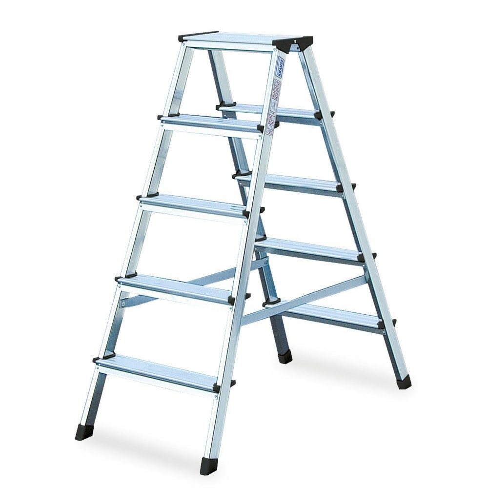 Krause 120328 Aluminium Stufen-Doppelleiter Arbeitshöhe (max.): 2.20 m Silber 2.4 kg
