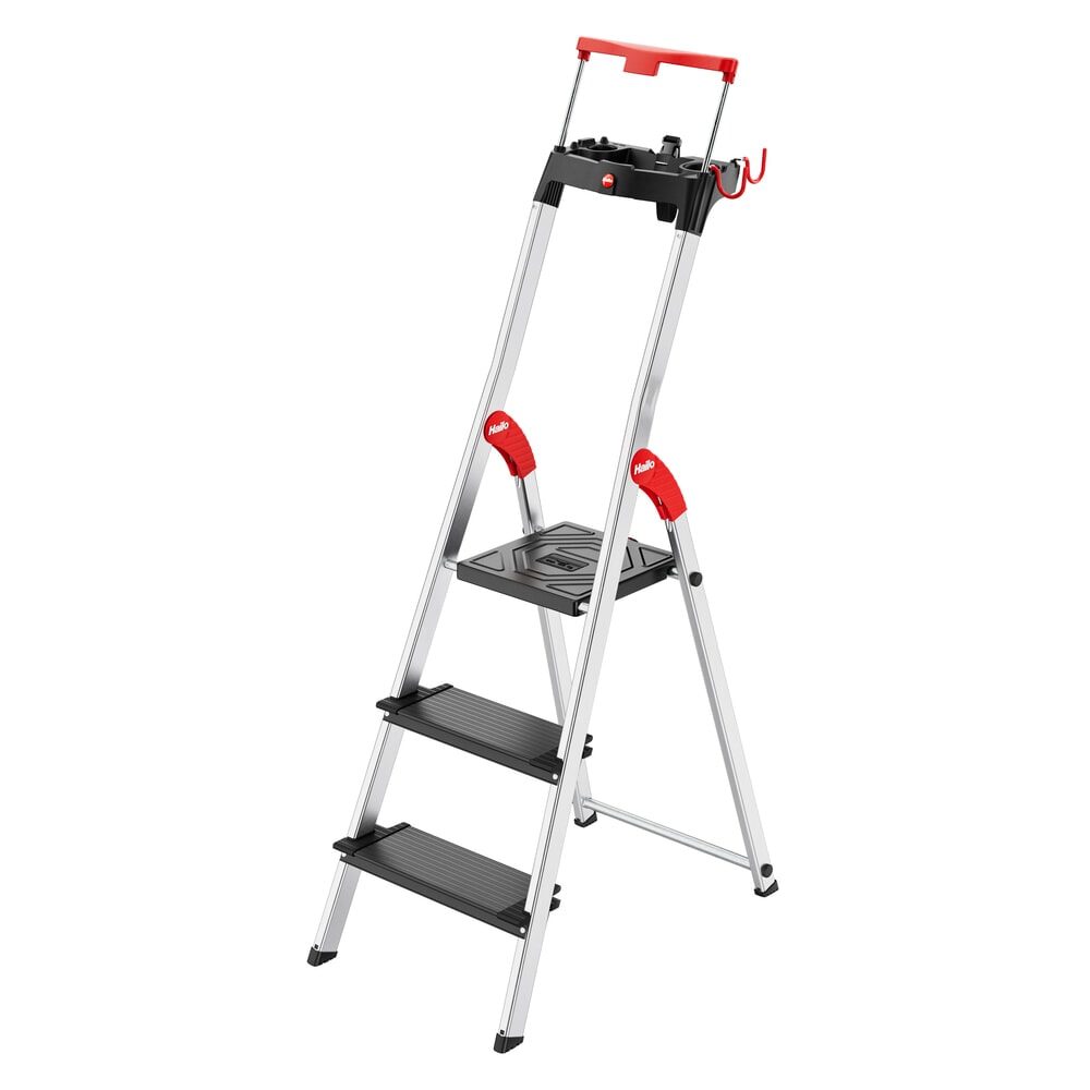 Hailo L100 TOPLINE 8050-307 Aluminium Stufen-Stehleiter inkl. Werkzeugablage Arbeitshöhe (max.): 2.63 m Silber, Schwarz,