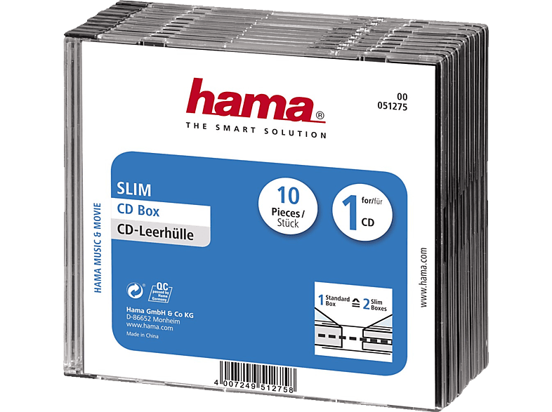 Hama CD 10er Pack slim box schwarz