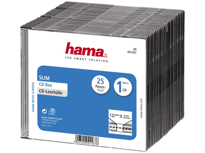Hama 51167 CD Slim BOX Clear/black - CD Leerhüllen (Schwarz)