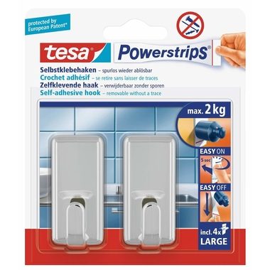 tesa Powerstrips® Haken Large Classic, Chrom 58051-10-01 tesa Inhalt: 1 Pckg.