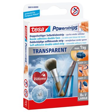 tesa Powerstrips® Transparent Large (L x B) 50 mm x 20 mm Transparent 58810-0-0 tesa Inhalt: 1 Pckg.