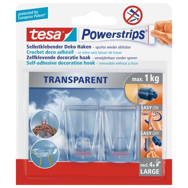 tesa® Powerstrips® Haken Transparent Transparent 58813-0-0 tesa Inhalt: 1 Pckg.