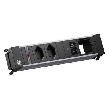 Bachmann Einbausteckerleiste POWER FRAME M 2xT13 1xUSB C/C 65W 1xCM