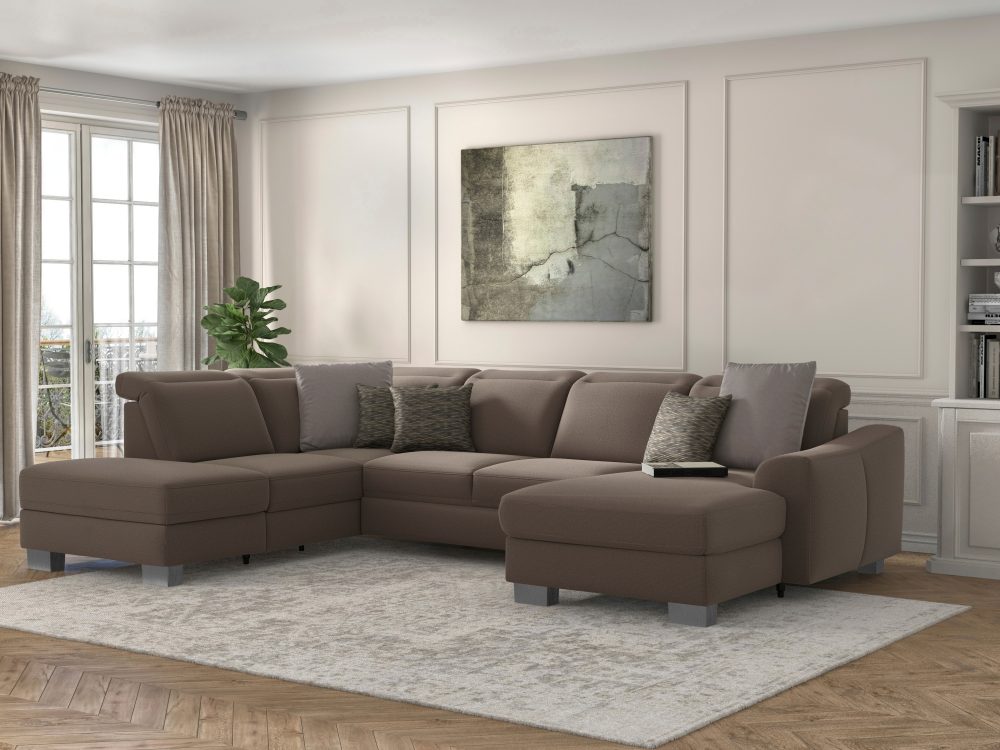 sit&more Wohnlandschaft »Durness«, mit Federkern und hochwertigen Edelstahlfüssen, wahlweise mit Kopfteilverstellung, optional mit Bettfunktion und Stauraum