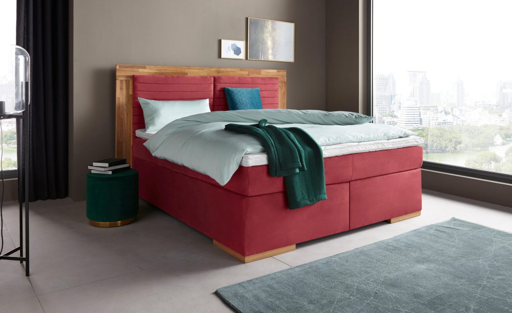 Home affaire Boxspringbett »Cup« mit LED-Beleuchtung, Massivholzrahmen und Topper, in 2 Härtegraden
