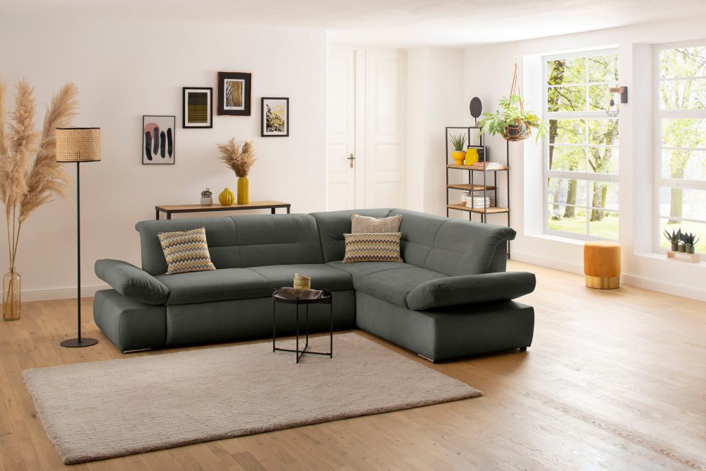 my home Ecksofa »Avesa«, Wahlweise mit Arm- und Bettfunktion, B/T/H: 275/211/80 cm
