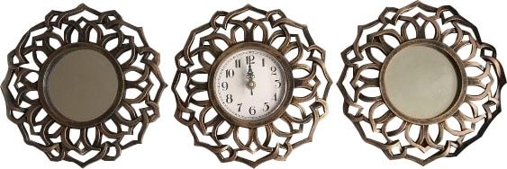 Myflair Möbel & Accessoires Spiegel, (Set, 3 St.), 2xSpiegel + 1xWanduhr