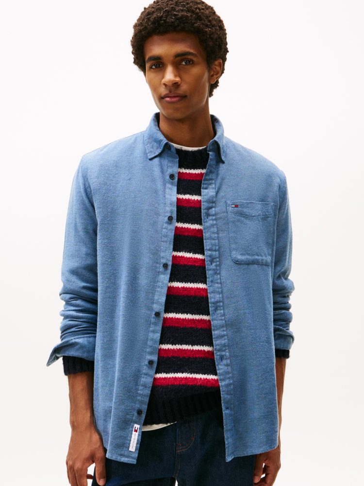 Tommy Jeans Flanellhemd »TJM FLANNEL«, regular fit, Langarmhemd, halbgespreizter Kragen