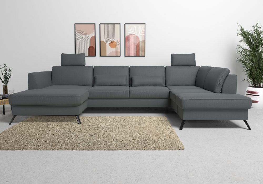 sit&more Wohnlandschaft, inklusive Sitztiefenverstellung, wahlweise mit Bettfunktion, 15cm hoch