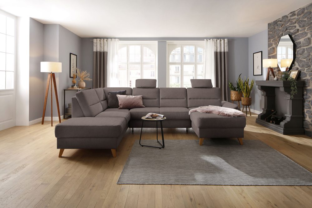 Home affaire Wohnlandschaft »Westerland«, Federkern-Polsterung, wahlweise mit Bettfunktion, Stauraum und Armlehn-Verstellung