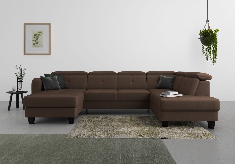 sit&more Wohnlandschaft »Bellucci«, inklusive Kopfteilverstellung und Federkern, wahlweise mit Bettfunktion und Bettkasten