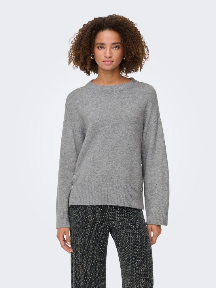 ONLY Strickpullover »ONLRENE LIFE LS BUTTON O-NECK CC KNT«