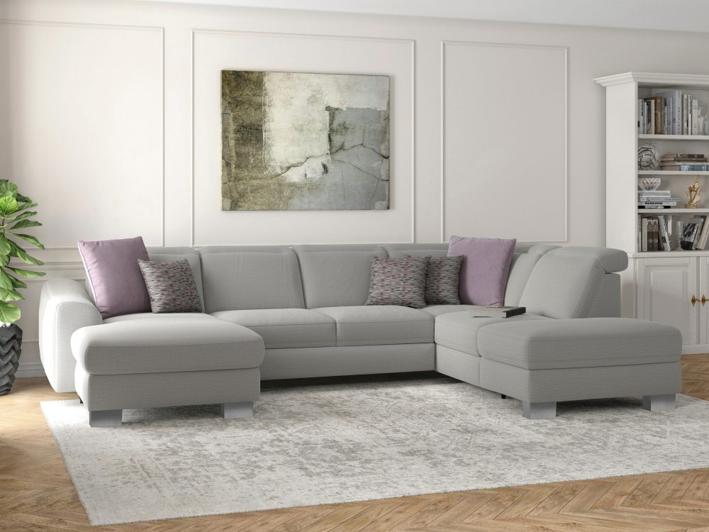 sit&more Wohnlandschaft »Durness«, mit Federkern und hochwertigen Edelstahlfüssen, wahlweise mit Kopfteilverstellung, optional mit Bettfunktion und Stauraum