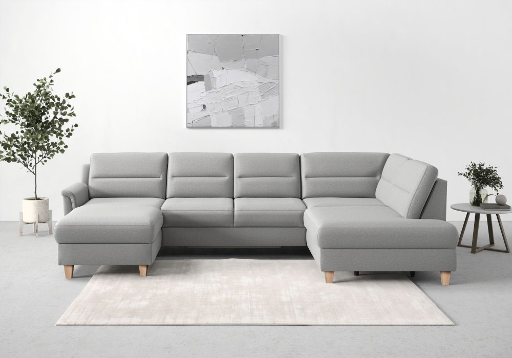 sit&more Wohnlandschaft »Farö«, inklusive Federkern, mit naturfarbenen Füssen, wahlweise mit Bettfunktion und Bettkasten