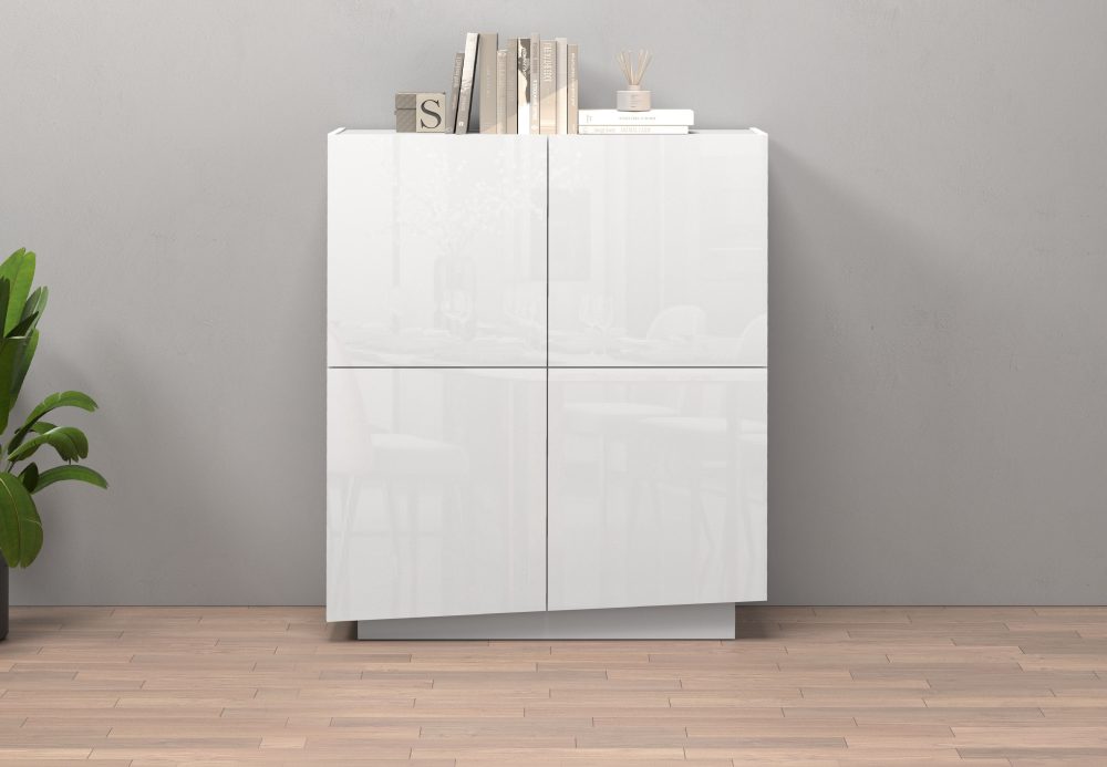 INOSIGN Highboard »VELA, Highboard, Höhe 120 cm,Design mit schrägen Türen«, (1 St.), Made in Italy, Masse-B/T/H: 100x35x120,hohes Sideboard,Anrichte,Kommode