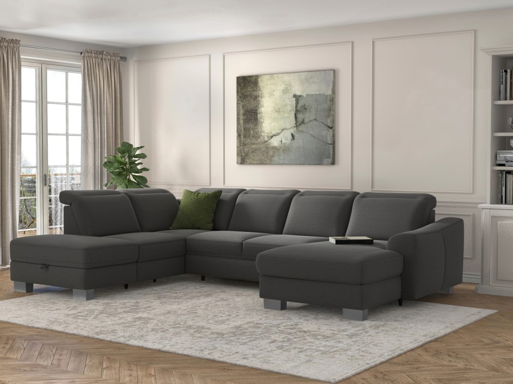 sit&more Wohnlandschaft »Durness«, mit Federkern und hochwertigen Edelstahlfüssen, wahlweise mit Kopfteilverstellung, optional mit Bettfunktion und Stauraum