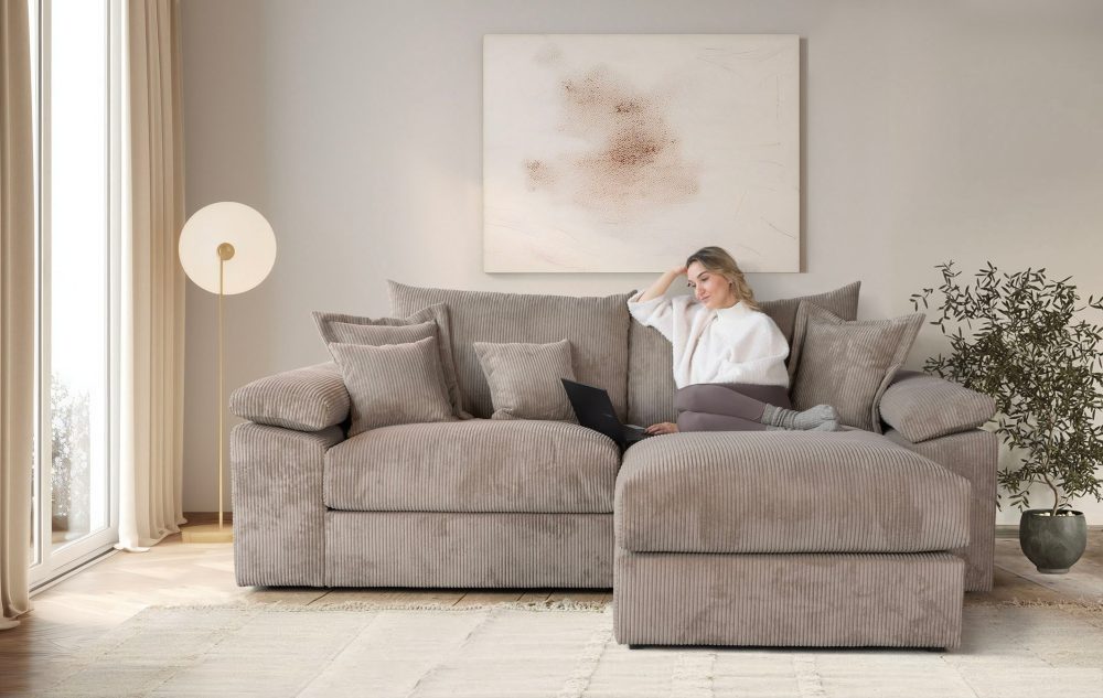 Home affaire Ecksofa »Soft&Cosy XL L-Form - Breite 246 cm«, Mega-Sofa, in Cord, Federkern-Polsterung