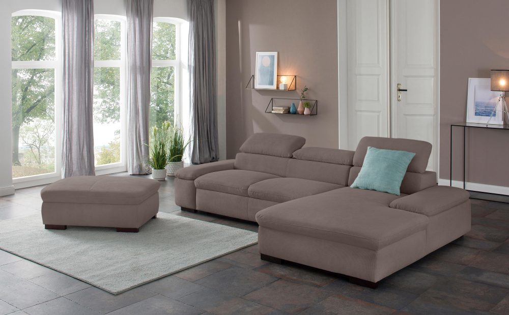 Home affaire Ecksofa »Alberto«, inklusive Kopfteilverstellung, mit Recamierenabschluss