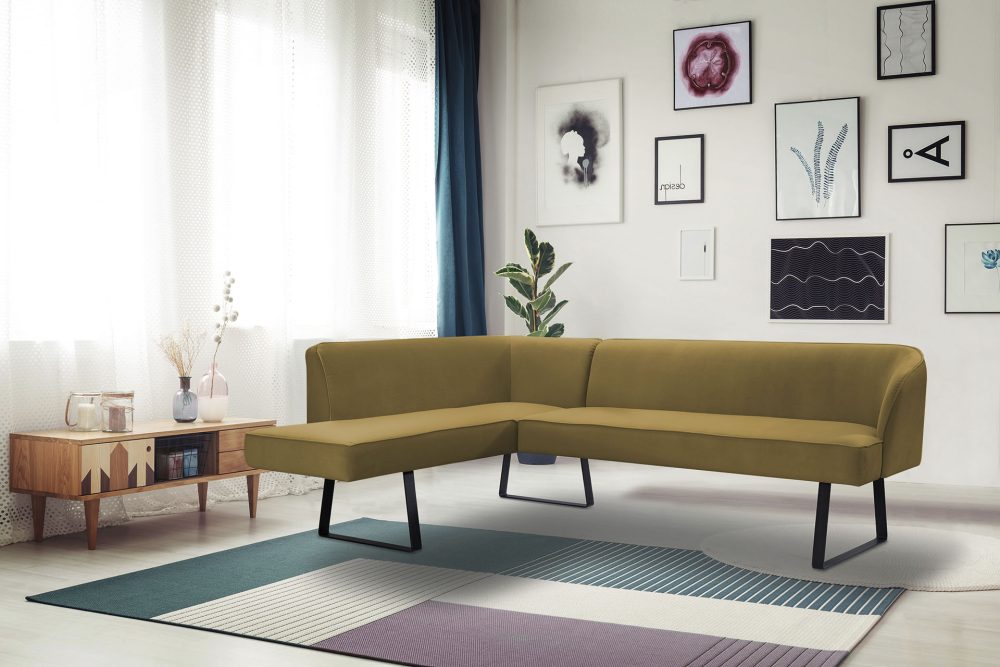 exxpo - sofa fashion Eckbank »Americano«, mit Keder und Metallfüssen, Bezug in verschiedenen Qualitäten, Frei im Raum stellbar