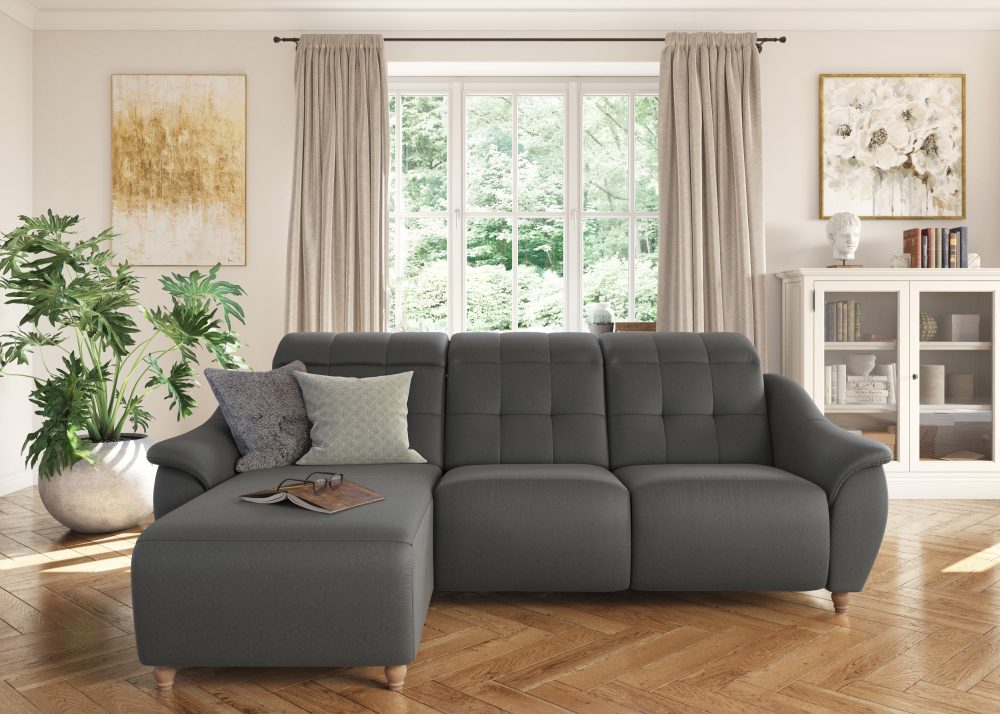 DELAVITA Ecksofa »Bostone«, (2 St.), Kopfteilverstellung an jeder Sitzfläche, wahlweise Relaxfunktion, auch in Leder