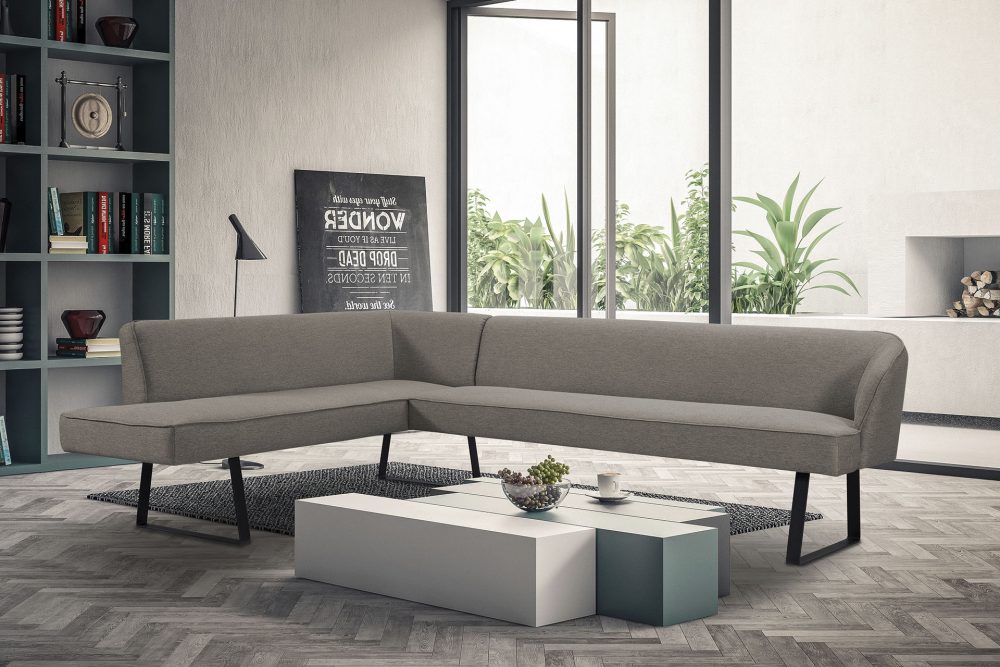 exxpo - sofa fashion Eckbank »Americano«, mit Keder und Metallfüssen, Bezug in verschiedenen Qualitäten, Frei im Raum stellbar