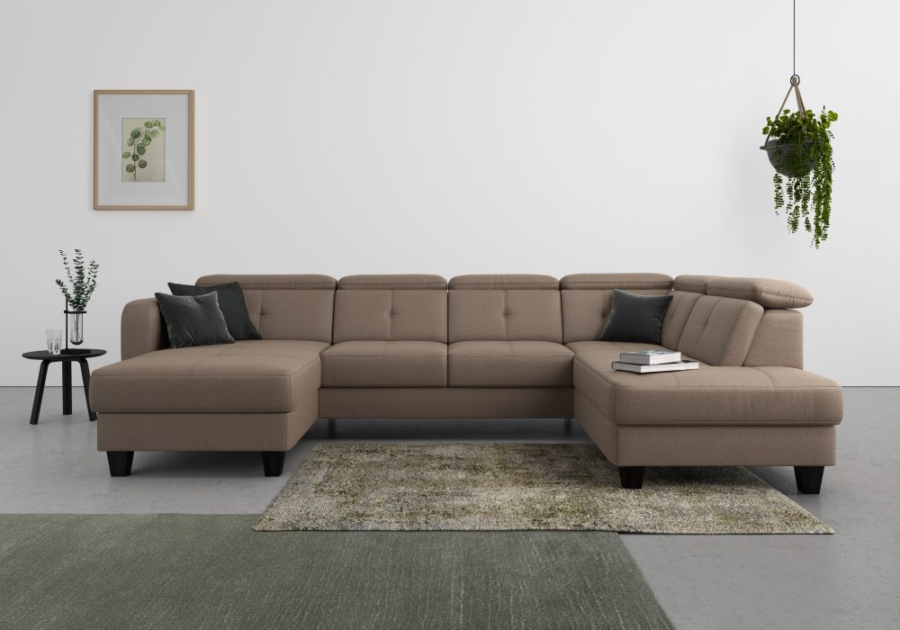 sit&more Wohnlandschaft »Bellucci«, inklusive Kopfteilverstellung und Federkern, wahlweise mit Bettfunktion und Bettkasten