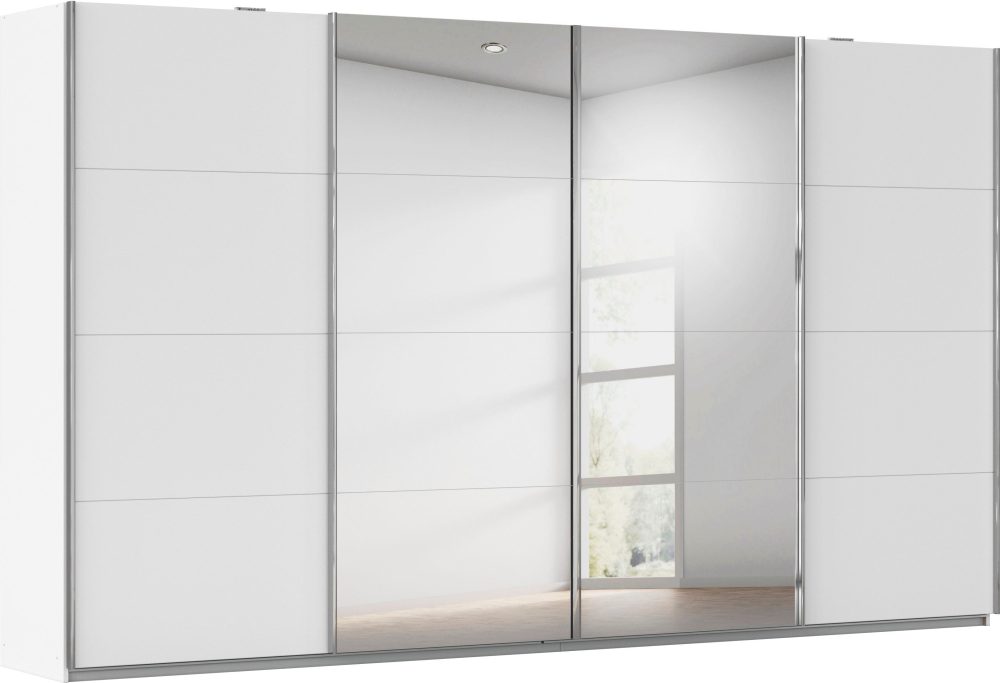 MID.YOU Schiebetürenschrank in weiss , Bensheim 361/211 SP W , Holzwerkstoff , 4 Fächer , 361x211x62 cm , bedruckt,Nachbildung , 000380037970