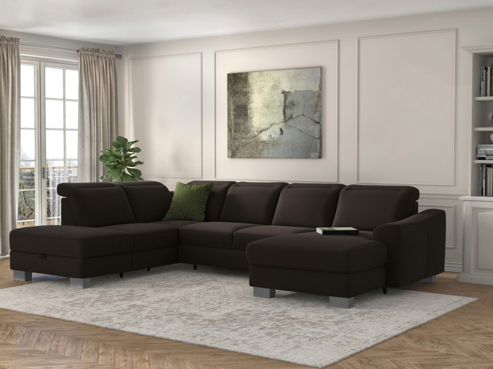 sit&more Wohnlandschaft »Durness«, mit Federkern und hochwertigen Edelstahlfüssen, wahlweise mit Kopfteilverstellung, optional mit Bettfunktion und Stauraum