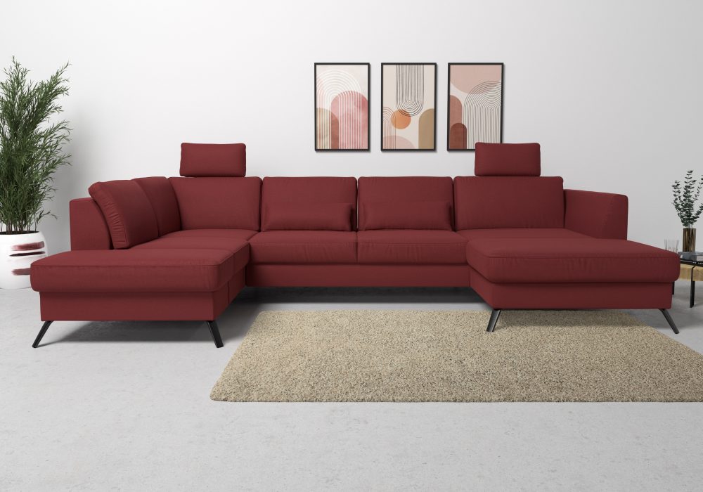sit&more Wohnlandschaft, inklusive Sitztiefenverstellung, wahlweise mit Bettfunktion, 15cm hoch