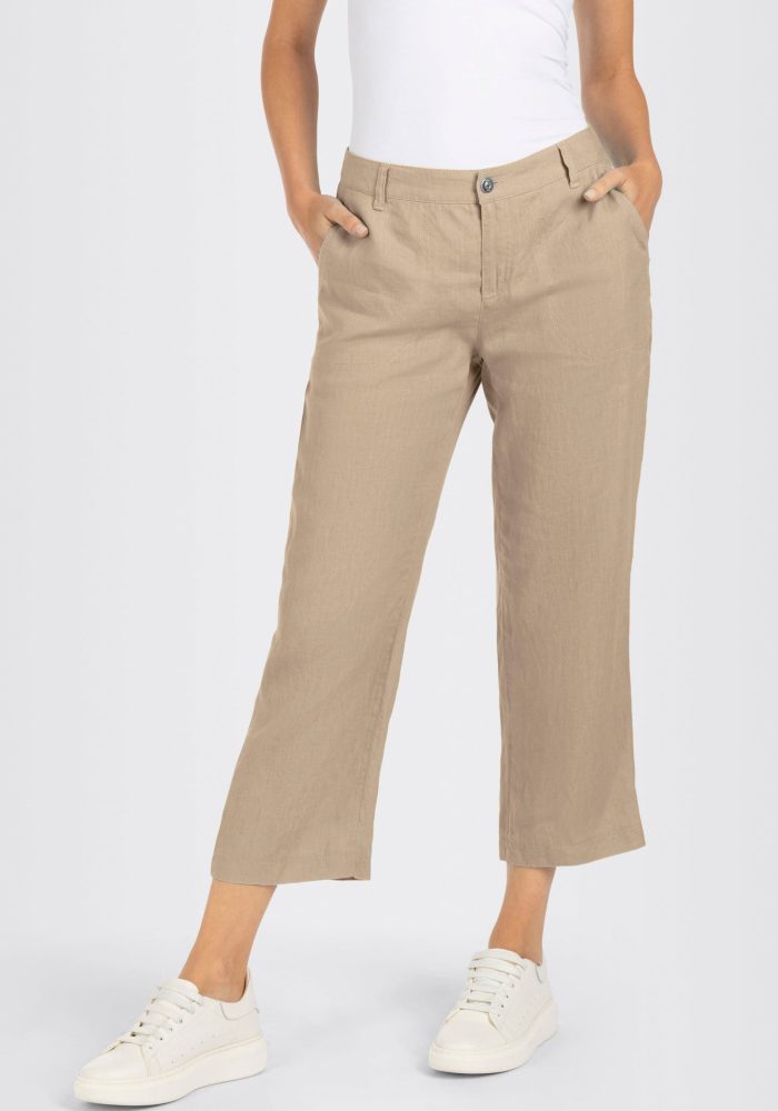 MAC Leinenhose »NORA cropped«, temperaturausgleichend und angenehm auf der Haut