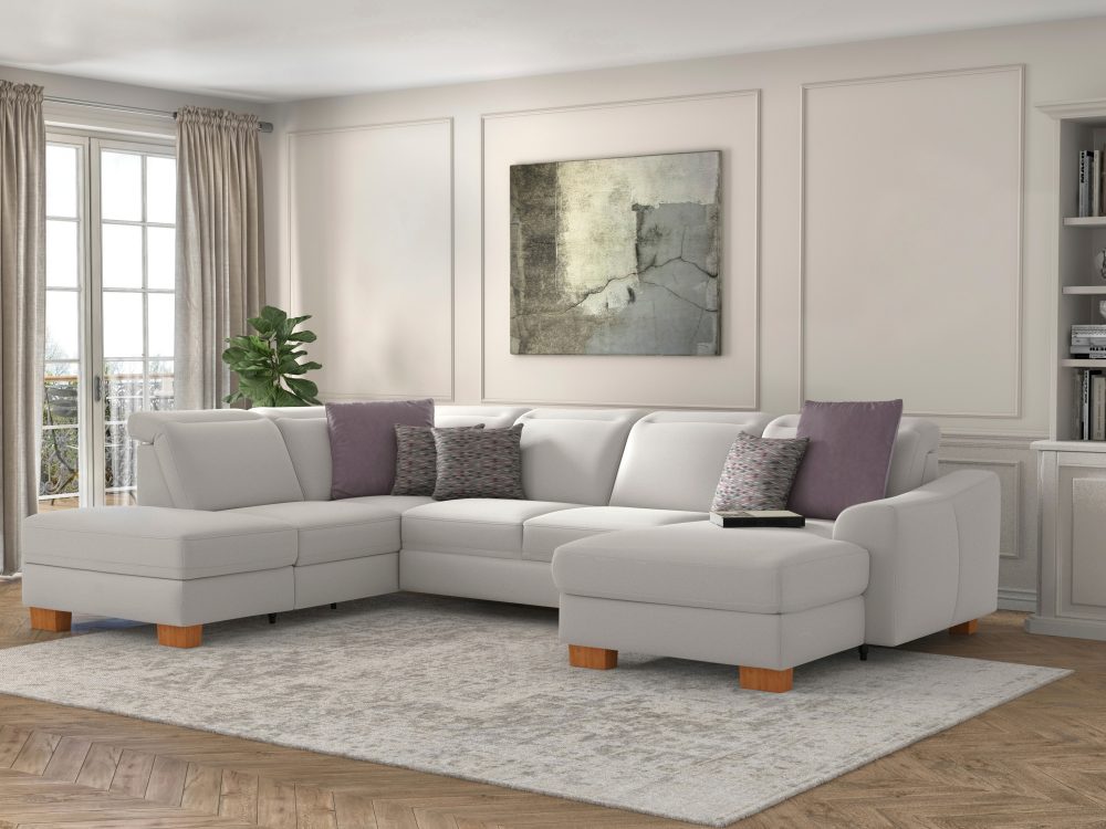 sit&more Wohnlandschaft »Durness«, mit Federkern und hochwertigen Massivholzfüssen, wahlweise mit Kopfteilverstellung, optional mit Bettfunktion und Stauraum