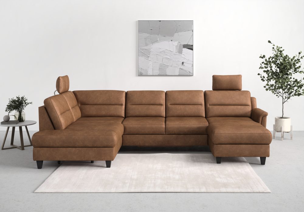 sit&more Wohnlandschaft »Farö«, inklusive Federkern, mit wengefarbenen Füssen, wahlweise mit Bettfunktion und Bettkasten