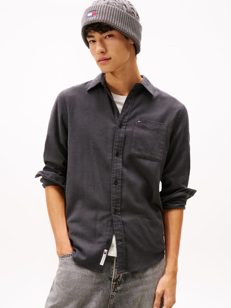 Tommy Jeans Flanellhemd »TJM FLANNEL«, regular fit, Langarmhemd, halbgespreizter Kragen