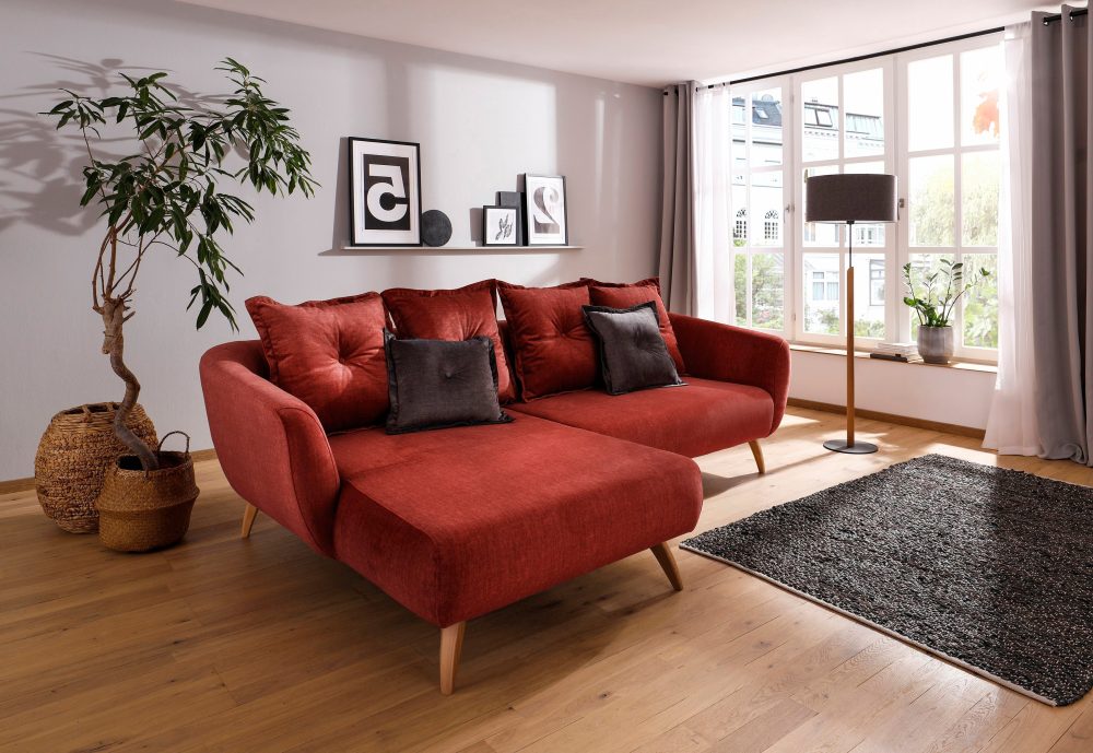 Home affaire Ecksofa »Tiber«, Zierkissen inklusive
