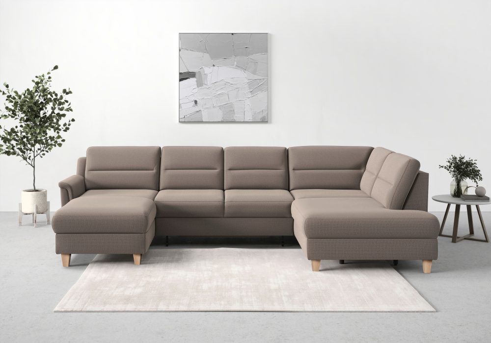 sit&more Wohnlandschaft »Farö«, inklusive Federkern, mit naturfarbenen Füssen, wahlweise mit Bettfunktion und Bettkasten