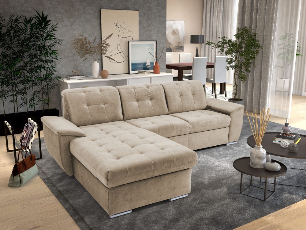 exxpo - sofa fashion Ecksofa »Derby Inkl. Kopfteilverstellung, wahlw. Bett & Bettkasten, L-Form«, EXTRA an Komfort zum Relaxen, Entspannen und Wohlfühlen