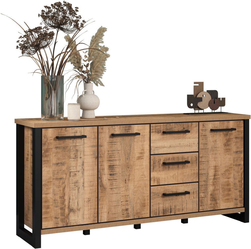 Home affaire Sideboard »Elda« 1 Stk. tlg. Sideboard mit 3 Türen & 3 Vollauszug Schubladen ? (B/T/H) 180/45/86 cm