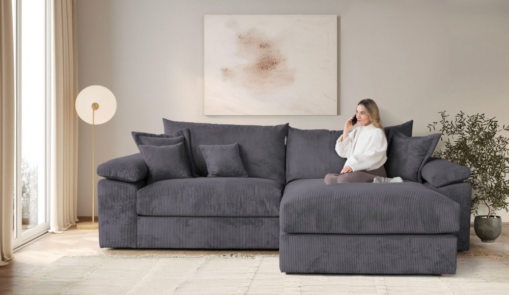 Home affaire Ecksofa »Soft&Cosy XXL L-Form - Breite 303 cm«, Mega-Sofa, in Cord, Federkern-Polsterung