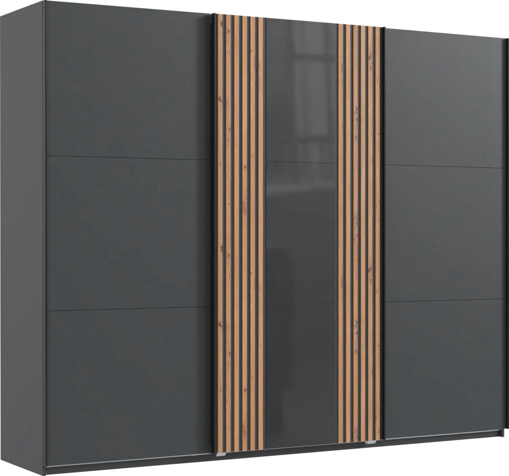 Fresh To Go Schwebetürenschrank »Atlanta«, mit Akustikpaneel Optik (3D Leisten)