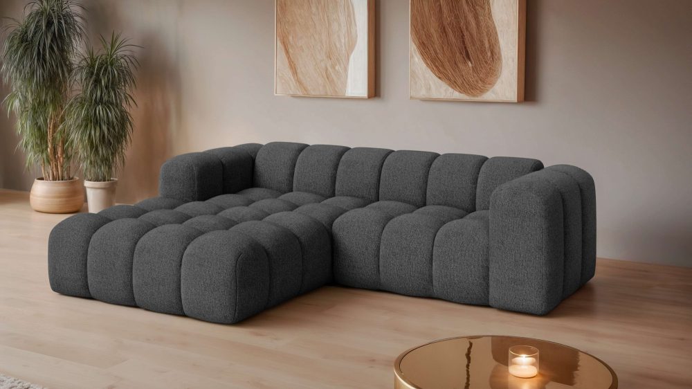 GOODproduct Ecksofa »KALLIE Design-Sofa mit Wellenunterfederung, Bubble-Optik, 248/186/72cm« moderne Steppung, hoher Sitzkomfort und modernes Design