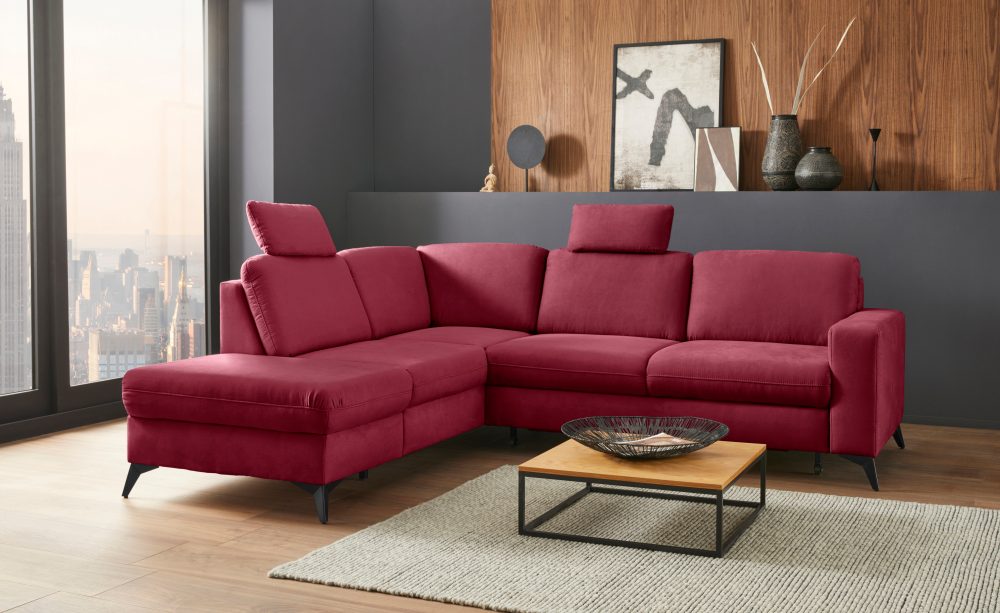 Places of Style Ecksofa »Lolland«, Wahlweise mit Bettfunktion und Stauraum, Federkern, auch mit abwischbarem Bezug