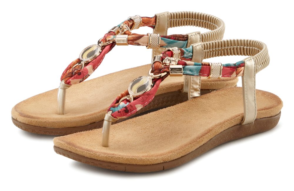 LASCANA Zehentrenner, Sandale mit elastischen Riemchen und modischer Farbgebung
