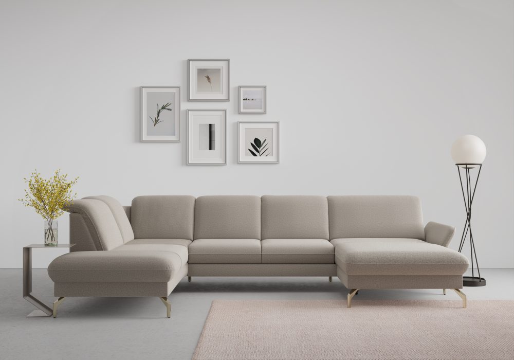 sit&more Wohnlandschaft »Fashion«, wahlweise mit Kopfteilverstellung und Vorziehsitz, motorisch, mit satinierten Nickelfüssen