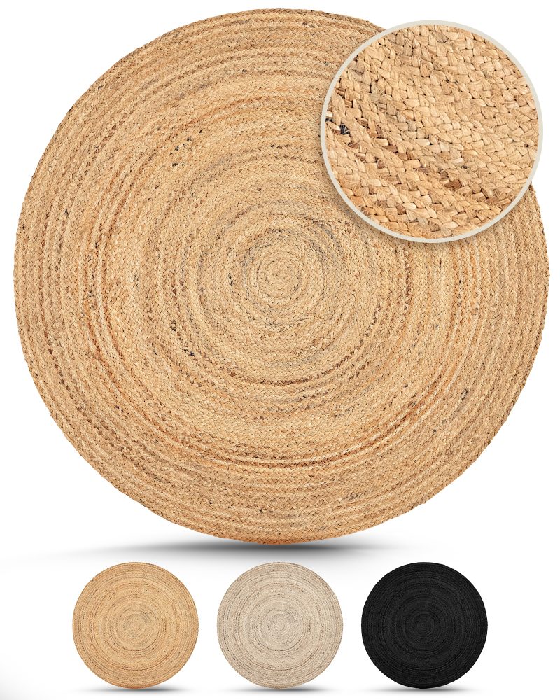 carpetfine Teppich »Nele«, rund, 6 mm Höhe, Wendeteppich 100% Jute in rund und oval, Wohnzimmer