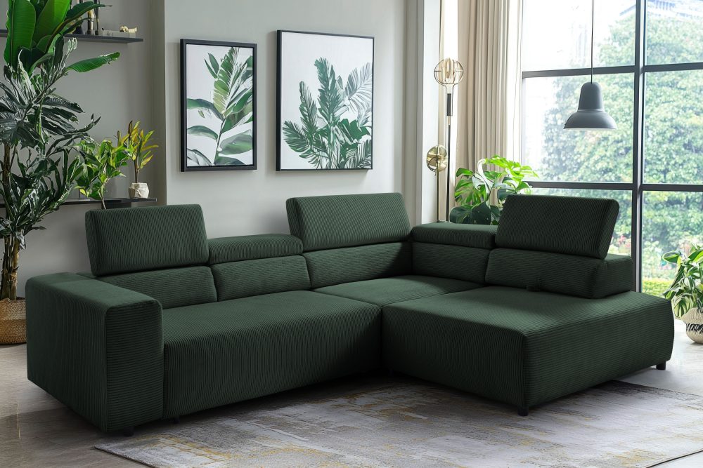 exxpo - sofa fashion Ecksofa »VITTORIO mit Komfortfunktionen, bequem und modern, Cord, L-Form«, inkl. Kopfteil- und Sitztiefenverstellung, wahlweise mit Bettfunktion