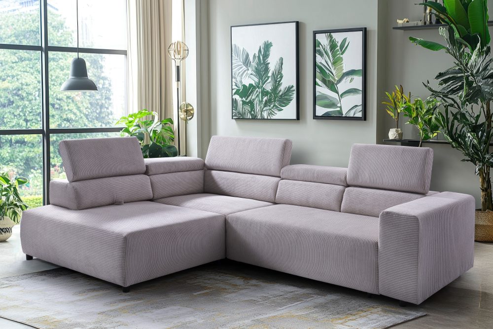 exxpo - sofa fashion Ecksofa »VITTORIO mit Komfortfunktionen, bequem und modern, Cord, L-Form«, inkl. Kopfteil- und Sitztiefenverstellung, wahlweise mit Bettfunktion