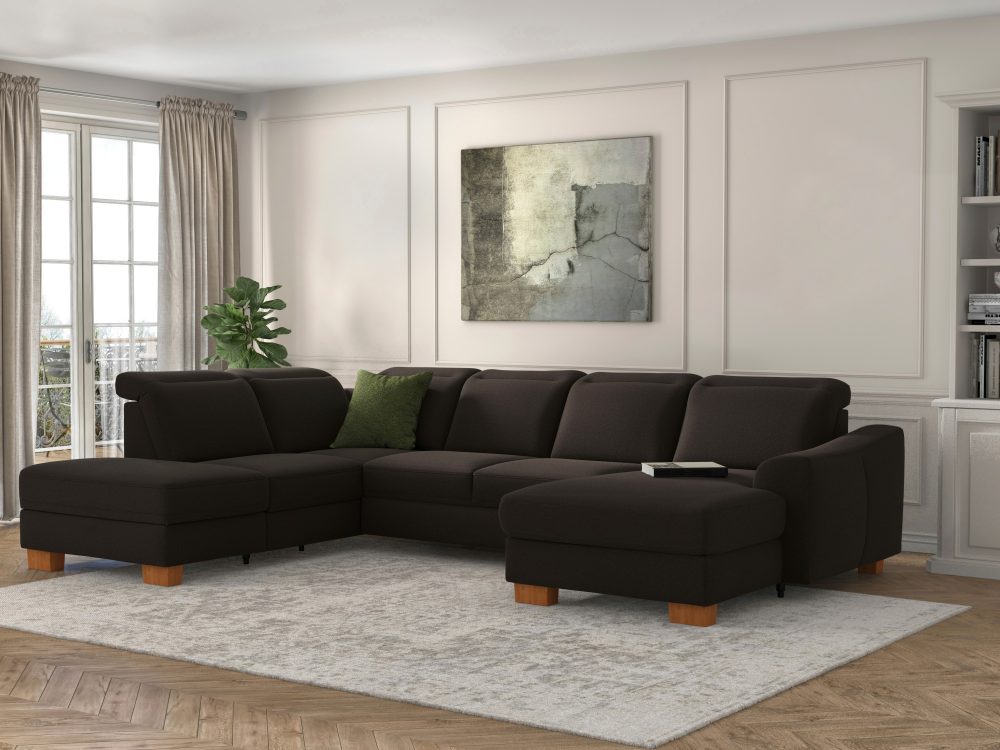 sit&more Wohnlandschaft »Durness«, mit Federkern und hochwertigen Massivholzfüssen, wahlweise mit Kopfteilverstellung, optional mit Bettfunktion und Stauraum