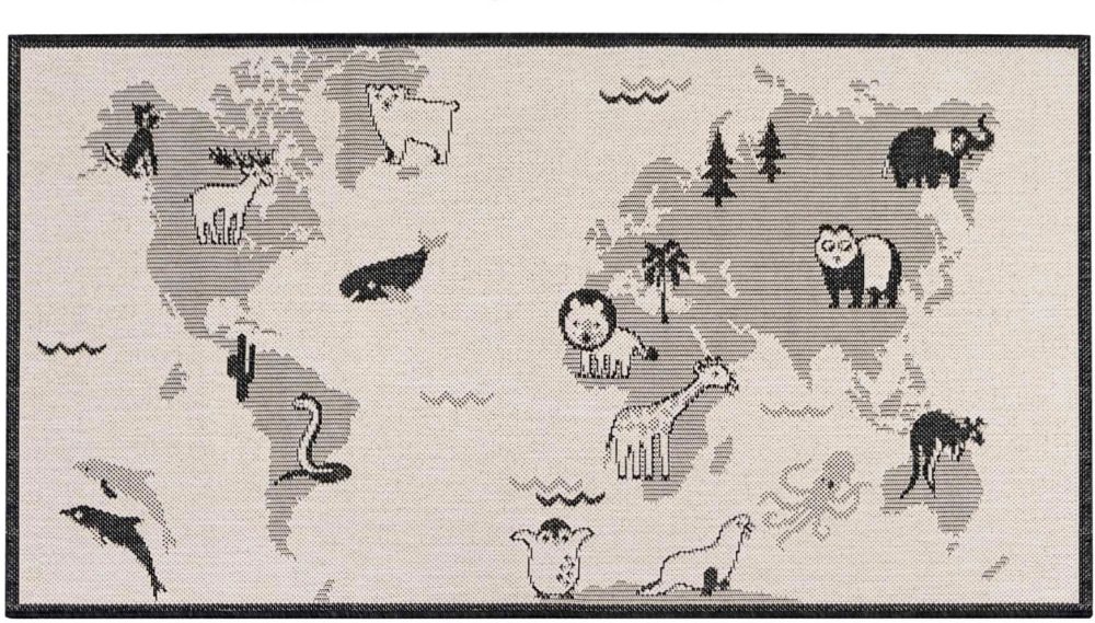 Primaflor-Ideen in Textil Kinderteppich »LINIA - Weltkarte«, rechteckig, 3 mm Höhe, Flachgewebe, Motiv Weltkarte, In- und Outdoor geeignet, Kinderzimmer